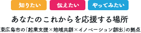 あなたのこれからを応援する場所 東広島市の「起業支援×地域共創×イノベーション創出」の拠点